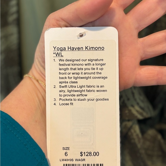 NWT Lululemon Athletica Green Patterned Kimono Robe - Picture 3 of 6